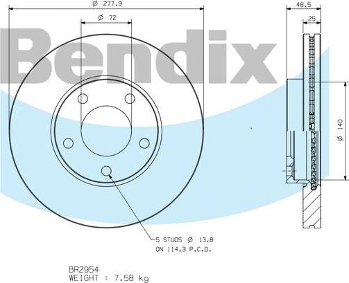 BENDIX BR2954 - Bremžu diski autodraugiem.lv