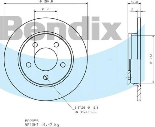 BENDIX BR2955 - Bremžu diski autodraugiem.lv