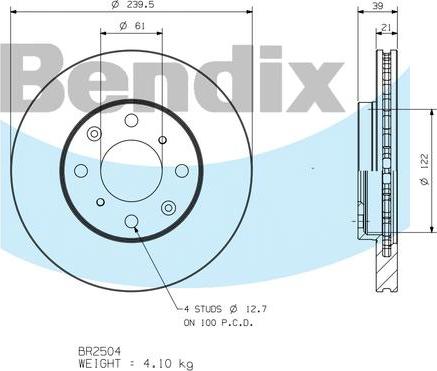 BENDIX BR2504 - Bremžu diski autodraugiem.lv