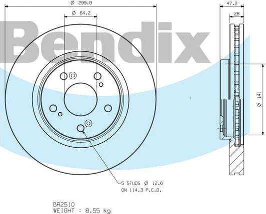 BENDIX BR2510 - Bremžu diski autodraugiem.lv