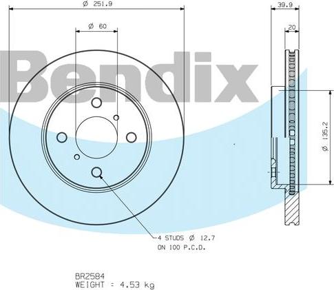 BENDIX BR2584 - Bremžu diski autodraugiem.lv