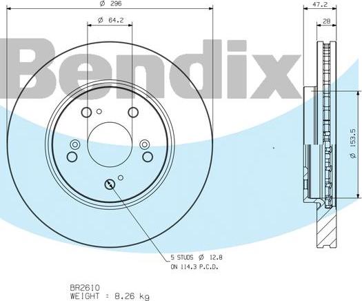 BENDIX BR2610 - Bremžu diski autodraugiem.lv