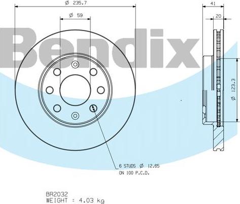 BENDIX BR2032 - Bremžu diski autodraugiem.lv