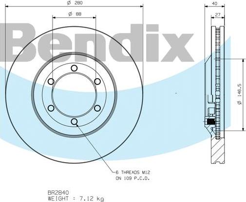 BENDIX BR2840 - Bremžu diski autodraugiem.lv