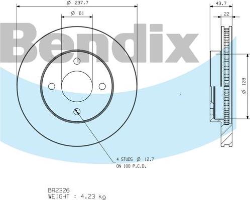 BENDIX BR2326 - Bremžu diski autodraugiem.lv