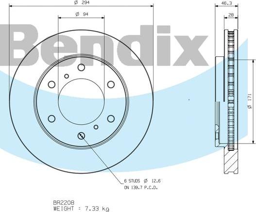 BENDIX BR2208 - Bremžu diski autodraugiem.lv