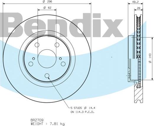 BENDIX BR2709 - Bremžu diski autodraugiem.lv