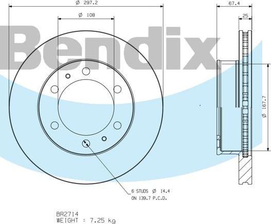 BENDIX BR2714 - Bremžu diski autodraugiem.lv