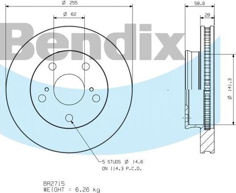 BENDIX BR2715 - Bremžu diski autodraugiem.lv