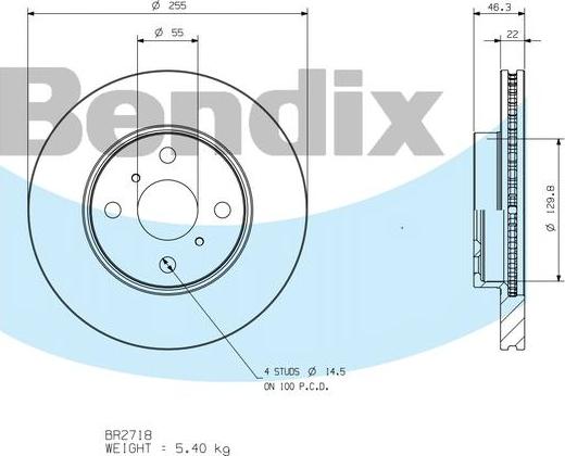 BENDIX BR2718 - Bremžu diski autodraugiem.lv