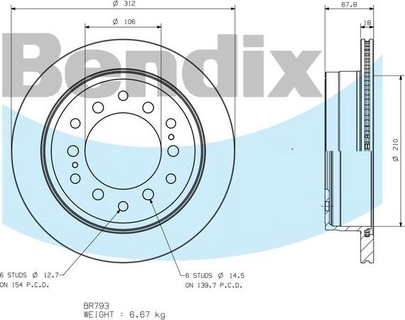 BENDIX BR793 - Bremžu diski autodraugiem.lv