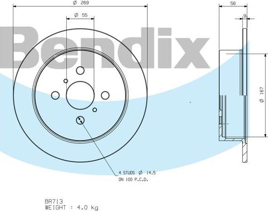 BENDIX BR713 - Bremžu diski autodraugiem.lv