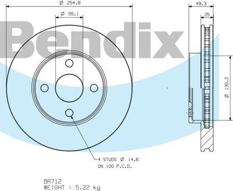 BENDIX BR712 - Bremžu diski autodraugiem.lv