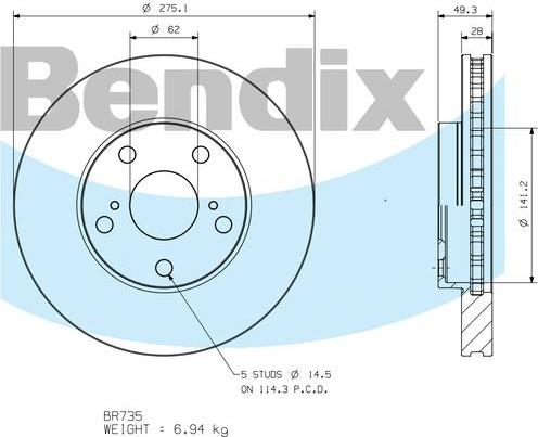 BENDIX BR735 - Bremžu diski autodraugiem.lv