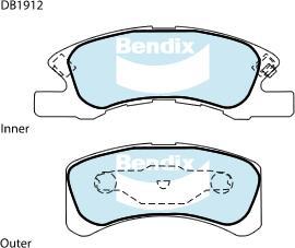 BENDIX DB1912 GCT - Bremžu uzliku kompl., Disku bremzes autodraugiem.lv