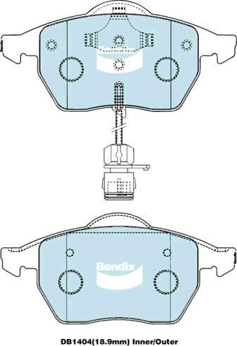 BENDIX DB1404 MKT - Bremžu uzliku kompl., Disku bremzes autodraugiem.lv