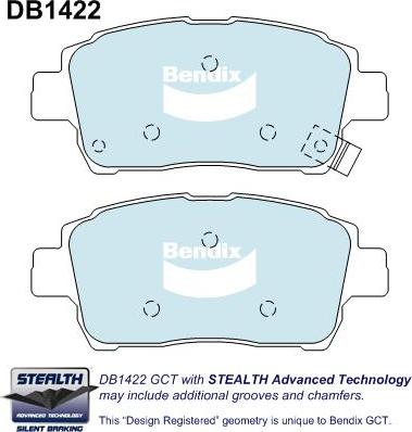 BENDIX DB1422 STEALTH GCT - Bremžu uzliku kompl., Disku bremzes autodraugiem.lv