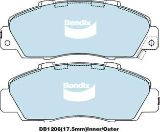 BENDIX DB1206 GCT - Bremžu uzliku kompl., Disku bremzes autodraugiem.lv