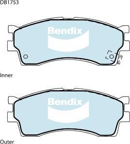 BENDIX DB1753 GCT - Bremžu uzliku kompl., Disku bremzes autodraugiem.lv