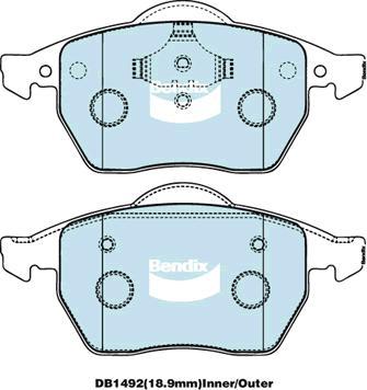 Bendix-AU DB1492 EURO+ - Bremžu uzliku kompl., Disku bremzes autodraugiem.lv