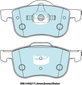 Bendix-AU DB1445 EURO+ - Bremžu uzliku kompl., Disku bremzes autodraugiem.lv