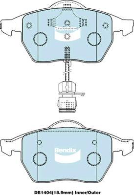 Bendix-AU DB1404 EURO+ - Bremžu uzliku kompl., Disku bremzes autodraugiem.lv