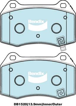 Bendix-AU DB1520 SRT - Bremžu uzliku kompl., Disku bremzes autodraugiem.lv