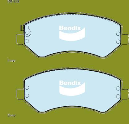 Bendix-AU DB1828 -4WD - Bremžu uzliku kompl., Disku bremzes autodraugiem.lv