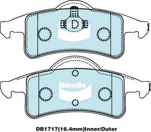 Bendix-AU DB1717 -4WD - Bremžu uzliku kompl., Disku bremzes autodraugiem.lv