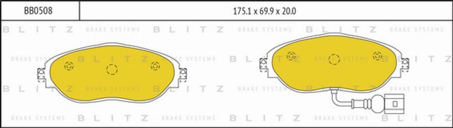 Blitz BB0508 - Bremžu uzliku kompl., Disku bremzes autodraugiem.lv