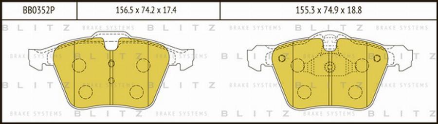 Blitz BB0352P - Bremžu uzliku kompl., Disku bremzes autodraugiem.lv