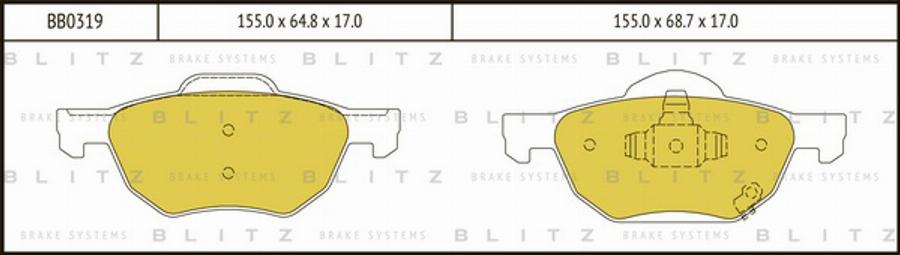 Blitz BB0319 - Bremžu uzliku kompl., Disku bremzes autodraugiem.lv