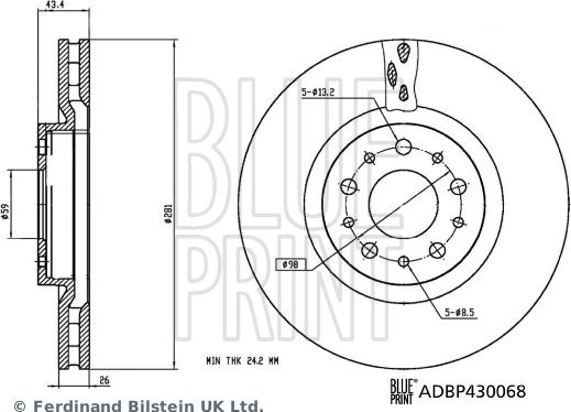 Blue Print ADBP430068 - Bremžu diski autodraugiem.lv