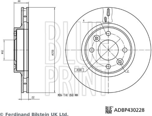 Blue Print ADBP430228 - Bremžu diski autodraugiem.lv