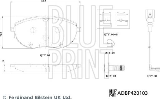 Blue Print ADBP420103 - Bremžu uzliku kompl., Disku bremzes autodraugiem.lv