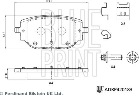 Blue Print ADBP420183 - Bremžu uzliku kompl., Disku bremzes autodraugiem.lv