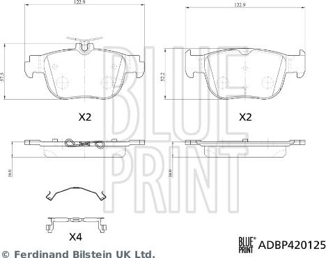 Blue Print ADBP420125 - Bremžu uzliku kompl., Disku bremzes autodraugiem.lv