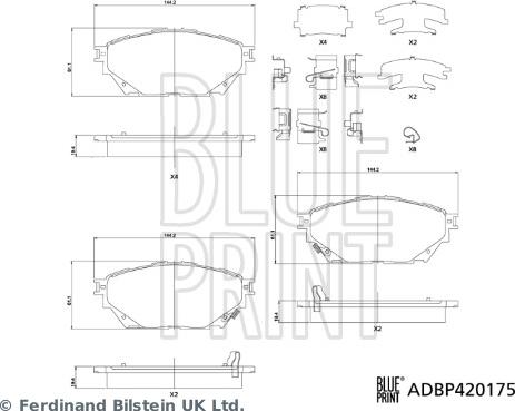 Blue Print ADBP420175 - Bremžu uzliku kompl., Disku bremzes autodraugiem.lv