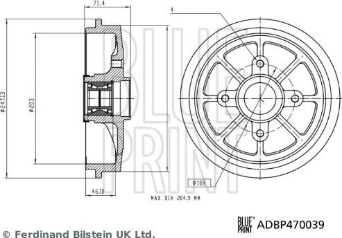 Blue Print ADBP470039 - Bremžu trumulis autodraugiem.lv