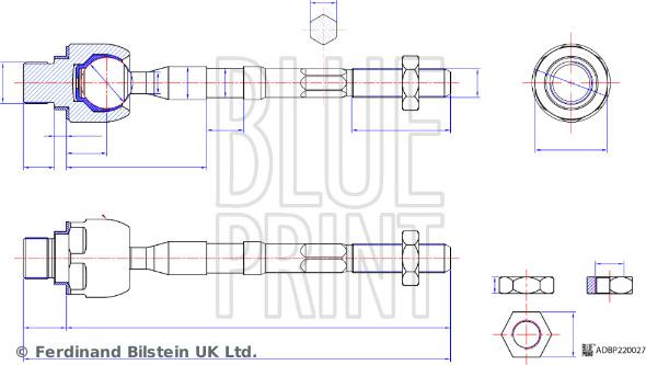 Blue Print ADBP870094 - Aksiālais šarnīrs, Stūres šķērsstiepnis autodraugiem.lv