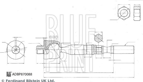Blue Print ADBP870088 - Aksiālais šarnīrs, Stūres šķērsstiepnis autodraugiem.lv
