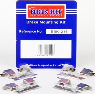 Borg & Beck BBK1216 - Piederumu komplekts, Disku bremžu uzlikas autodraugiem.lv