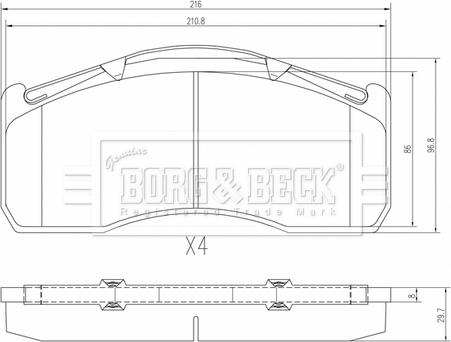 Borg & Beck BBP33022 - Bremžu uzliku kompl., Disku bremzes autodraugiem.lv