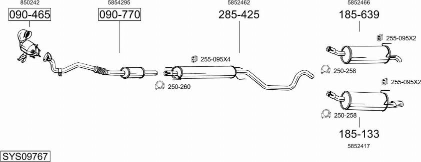 Bosal SYS09767 - Izplūdes gāzu sistēma autodraugiem.lv