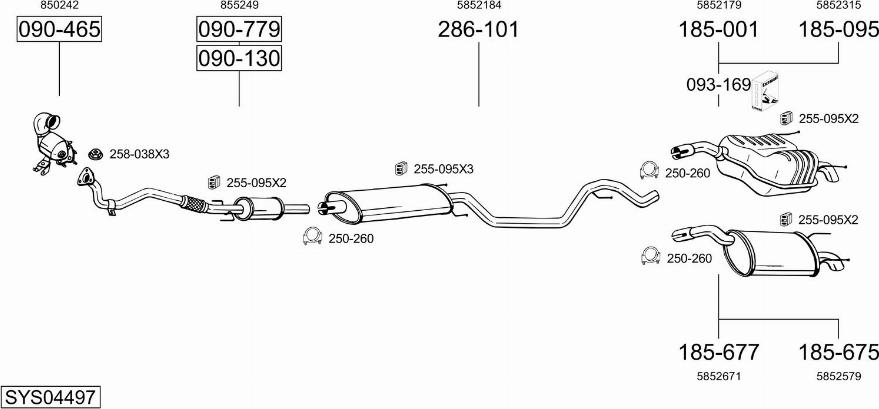 Bosal SYS04497 - Izplūdes gāzu sistēma autodraugiem.lv