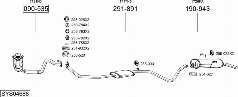 Bosal SYS04688 - Izplūdes gāzu sistēma autodraugiem.lv