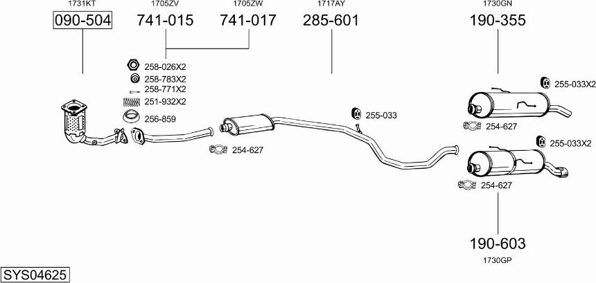 Bosal SYS04625 - Izplūdes gāzu sistēma autodraugiem.lv