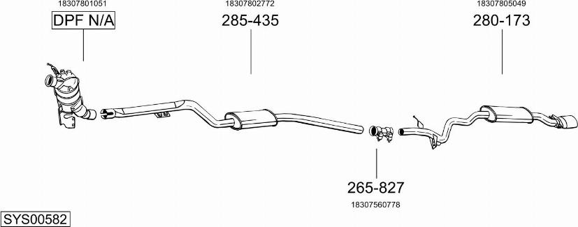 Bosal SYS00582 - Izplūdes gāzu sistēma autodraugiem.lv