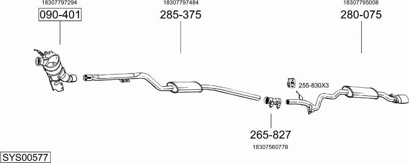 Bosal SYS00577 - Izplūdes gāzu sistēma autodraugiem.lv