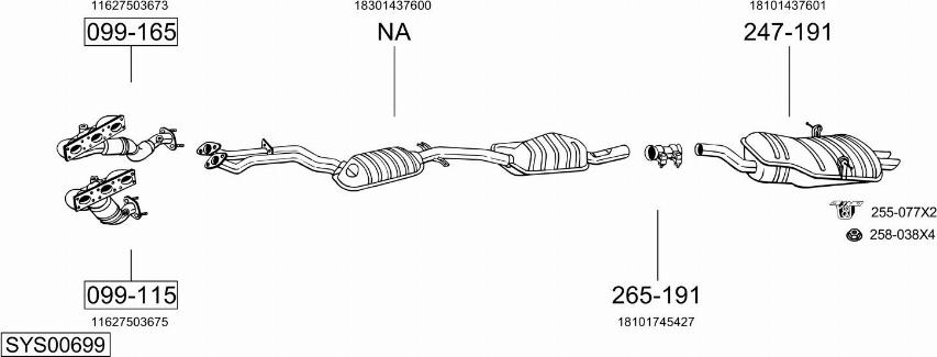 Bosal SYS00699 - Izplūdes gāzu sistēma autodraugiem.lv